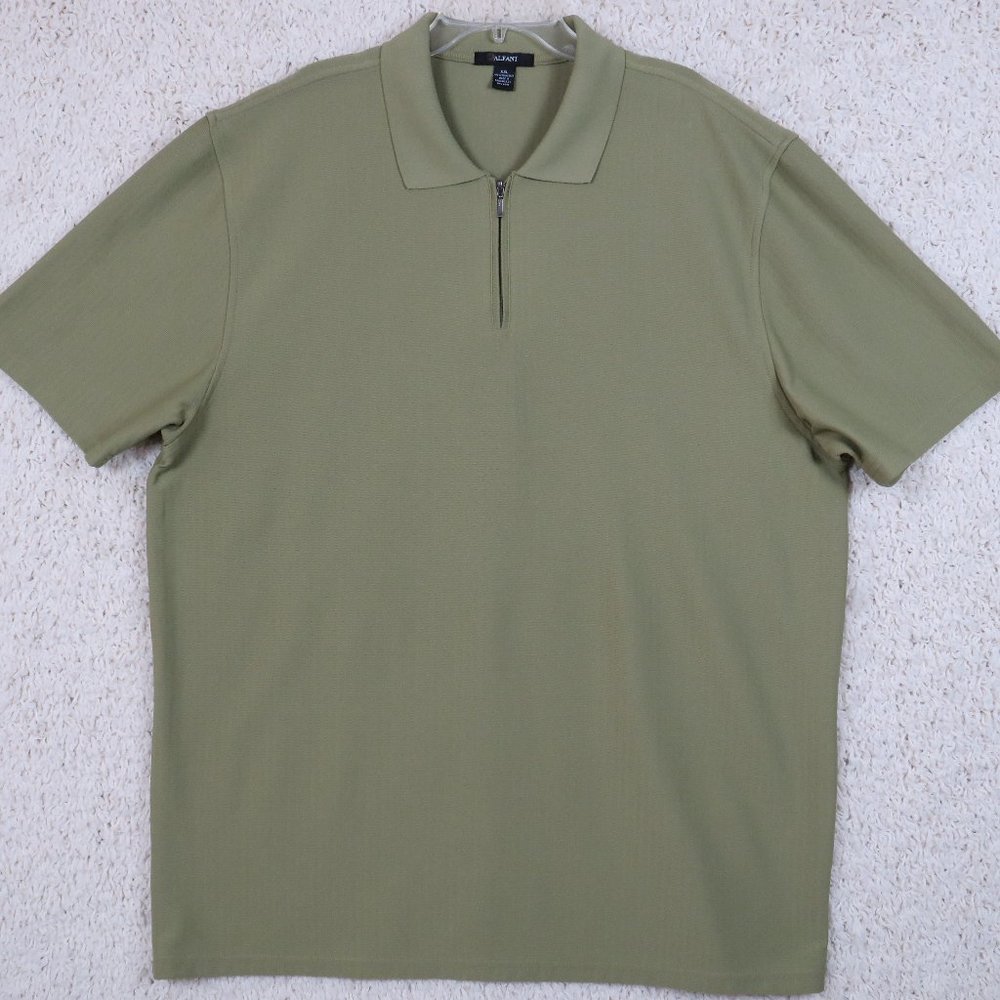 ALFANI* Men's Short Sleeve 1/4 Zipper Front Shirt‎ Size XXL Olive Green